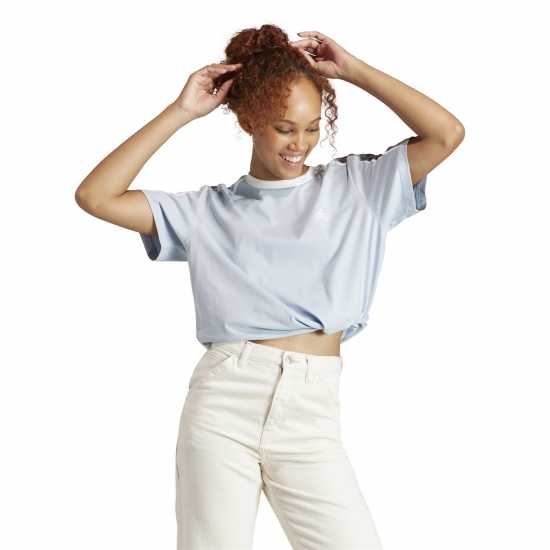 Дамски тениски и фланелки Adidas Essentials 3 Stripe T-Shirt Womens Чудесно синьо Adidas Essentials 3 Stripe T-Shirt Womens Чудесно синьо Дамски тениски и фланелки