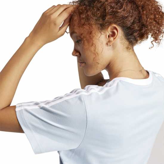 Дамски тениски и фланелки Adidas Essentials 3 Stripe T-Shirt Womens Чудесно синьо Adidas Essentials 3 Stripe T-Shirt Womens Чудесно синьо Дамски тениски и фланелки
