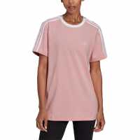 Adidas Дамска Тениска Essentials 3 Stripe T Shirt Ladies Light Pink Дамски тениски с яка