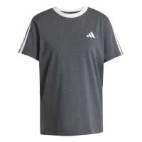 Adidas Essentials 3 Stripe T-Shirt Womens Тъмно сиво Дамски тениски и фланелки