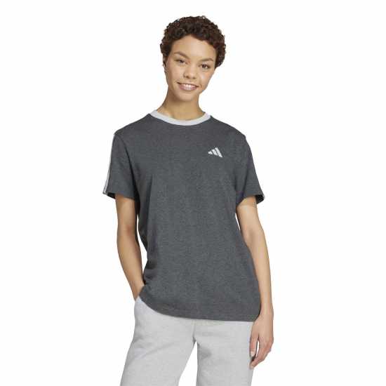 Дамски тениски и фланелки Adidas Essentials 3 Stripe T-Shirt Womens Тъмно сиво Adidas Essentials 3 Stripe T-Shirt Womens Тъмно сиво Дамски тениски и фланелки