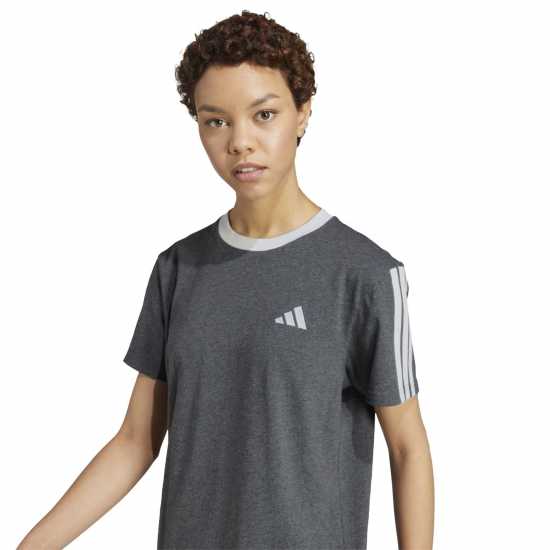 Дамски тениски и фланелки Adidas Essentials 3 Stripe T-Shirt Womens Тъмно сиво Adidas Essentials 3 Stripe T-Shirt Womens Тъмно сиво Дамски тениски и фланелки