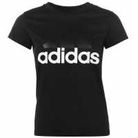 Adidas Дамска Тениска Linear Qt T Shirt Ladies Black/White Дамски тениски и фланелки