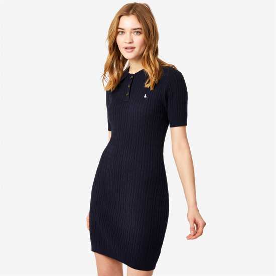 Jack Wills Polo Cable Knitted Mini Dress Navy Дамски пуловери и жилетки