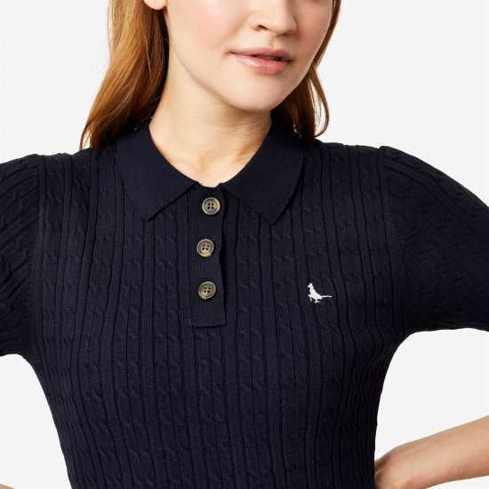 Jack Wills Polo Cable Knitted Mini Dress Navy Дамски пуловери и жилетки