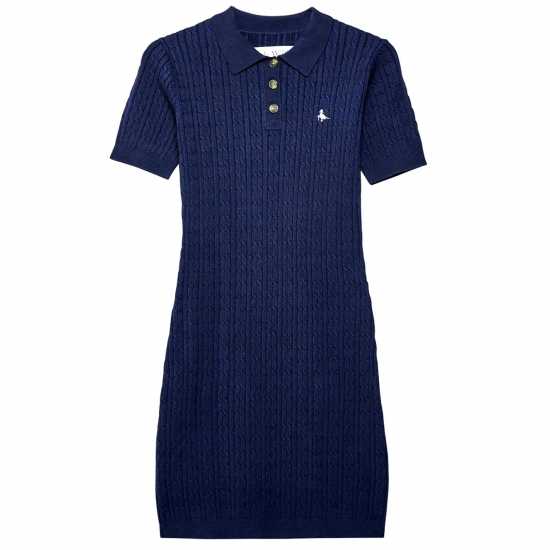 Jack Wills Polo Cable Knitted Mini Dress Navy Дамски пуловери и жилетки