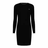 Jack Wills Long Sleeve Knitted Mini Dress Black Дамски пуловери и жилетки