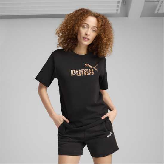 Puma Тениска С Лого No1 Logo Tee Черно Животно Дамски тениски и фланелки