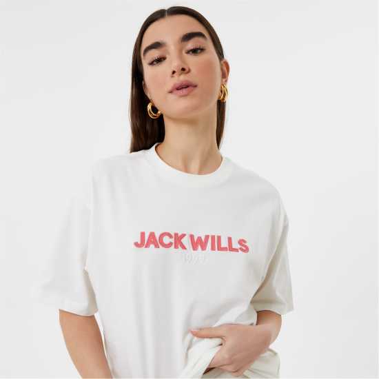 Jack Wills Applique T-Shirt White Дамски тениски и фланелки