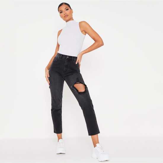 Isawitfirst Back Leg Ripped Mom Jeans  
