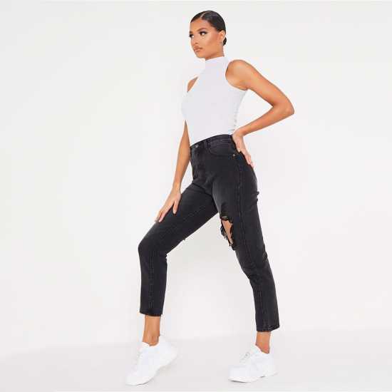 Isawitfirst Back Leg Ripped Mom Jeans  