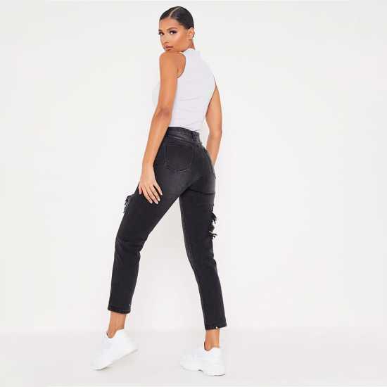 Isawitfirst Back Leg Ripped Mom Jeans  