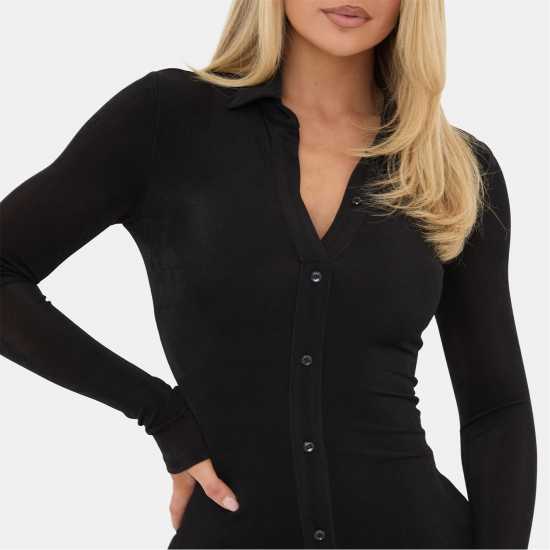 I Saw It First Long Sleeve Button Maxi Dress Black I Saw It First Long Sleeve Button Maxi Dress Black