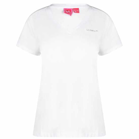 La Gear Дамска Тениска V-Образно Деколте V Neck T Shirt Ladies White - Дамски тениски с яка