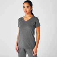 La Gear Дамска Тениска V-Образно Деколте V Neck T Shirt Ladies Dark Grey Дамски тениски и фланелки