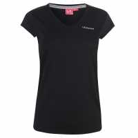 La Gear Дамска Тениска V-Образно Деколте V Neck T Shirt Ladies Black Дамски тениски с яка