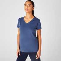 La Gear Дамска Тениска V-Образно Деколте V Neck T Shirt Ladies Steel Blue Дамски тениски с яка