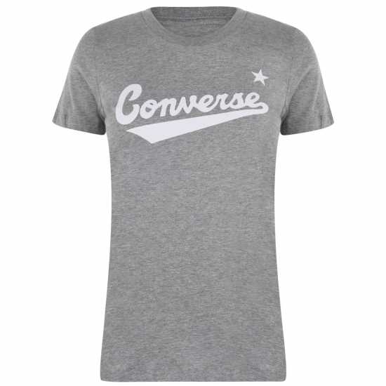 Converse Дамска Тениска Nova Logo T Shirt Ladies Grey Heather Дамски тениски и фланелки