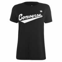 Converse Дамска Тениска Nova Logo T Shirt Ladies Black Дамски тениски и фланелки