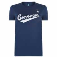 Converse Дамска Тениска Nova Logo T Shirt Ladies Navy Дамски тениски и фланелки