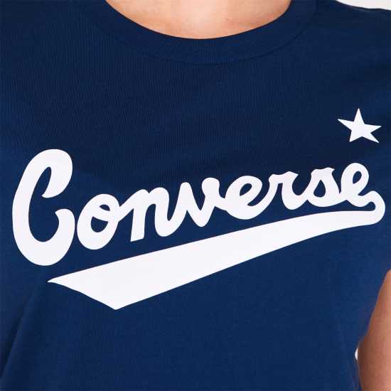 Converse Дамска Тениска Nova Logo T Shirt Ladies Navy Дамски тениски и фланелки