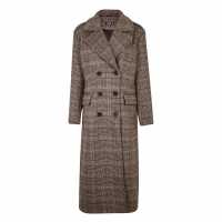 Brushed Check Double Breasted Maxi Formal Coat  Дамски грейки