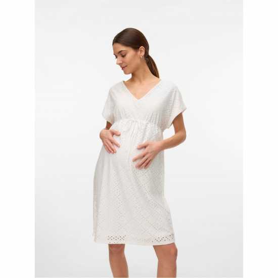 Mamalicious Women's Mama Tassa Mini Dress Снежана Бяла 