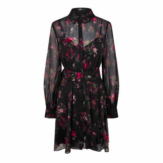 Ted Baker Women's Collared Printed Button Down Mini Smock Dress  