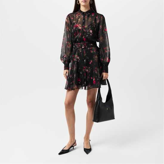 Ted Baker Women's Collared Printed Button Down Mini Smock Dress  