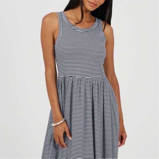 Brave Soul Средна Рокля Midi Dress Ld99 Бяло/Черно Brave Soul Средна Рокля Midi Dress Ld99 Бяло/Черно