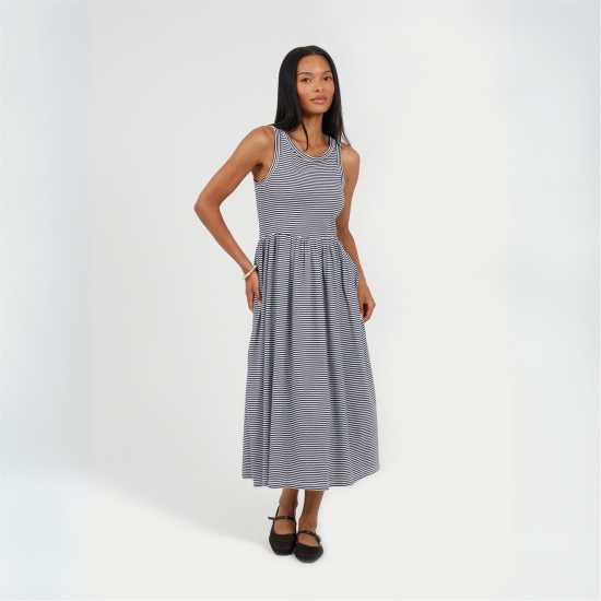 Brave Soul Средна Рокля Midi Dress Ld99 Бяло/Черно Brave Soul Средна Рокля Midi Dress Ld99 Бяло/Черно