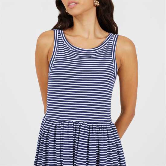 Brave Soul Средна Рокля Midi Dress Ld99 Navy/White Brave Soul Средна Рокля Midi Dress Ld99 Navy/White