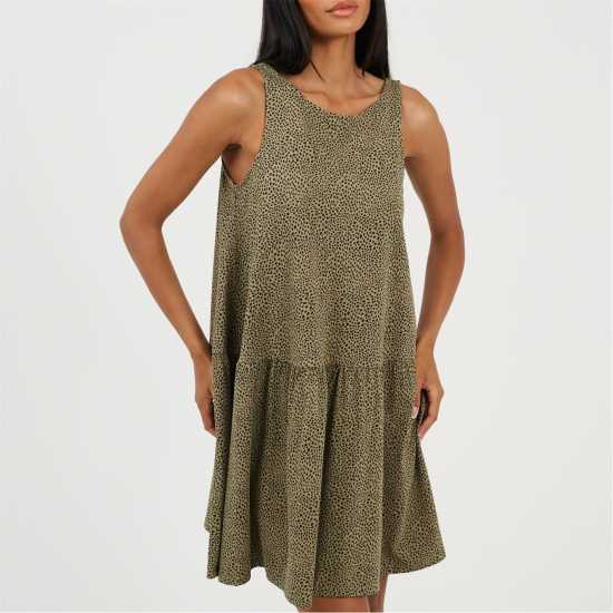 Brave Soul Потник Без Ръкав Women's V-Neck Sleeveless Shirt Dress Хаки/Черно Brave Soul Потник Без Ръкав Women's V-Neck Sleeveless Shirt Dress Хаки/Черно