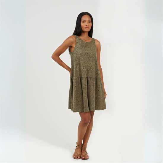 Brave Soul Потник Без Ръкав Women's V-Neck Sleeveless Shirt Dress Хаки/Черно Brave Soul Потник Без Ръкав Women's V-Neck Sleeveless Shirt Dress Хаки/Черно