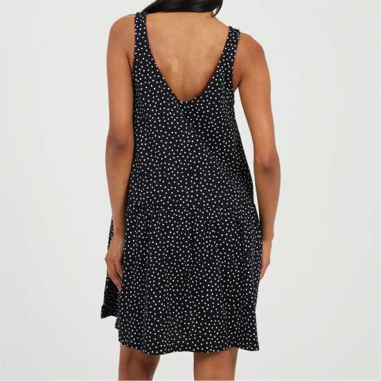 Brave Soul Потник Без Ръкав Women's V-Neck Sleeveless Shirt Dress Черно/Бяло 