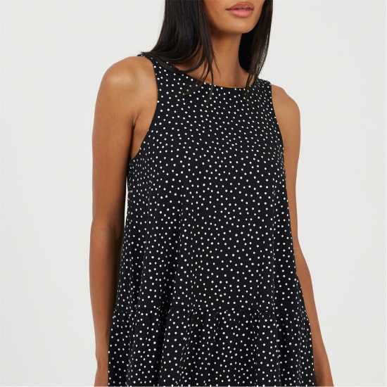 Brave Soul Потник Без Ръкав Women's V-Neck Sleeveless Shirt Dress Черно/Бяло 