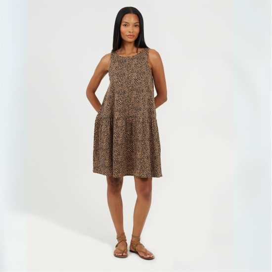 Brave Soul Потник Без Ръкав Women's V-Neck Sleeveless Shirt Dress Тауп/Черно Brave Soul Потник Без Ръкав Women's V-Neck Sleeveless Shirt Dress Тауп/Черно