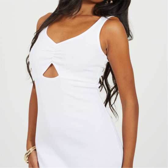 Brave Soul Дамска Рокля Women's Sleeveless Bodycon Dress Бяло 