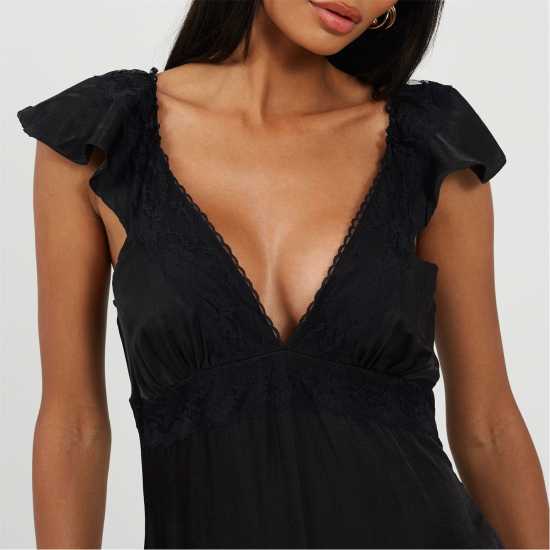 Brave Soul Women's V Neck A Line Dress Черно 