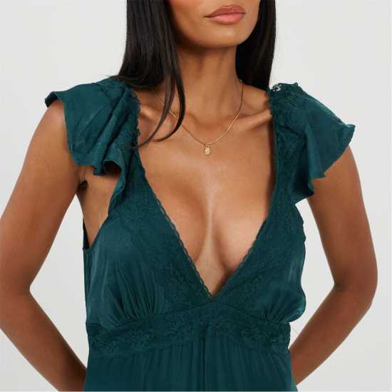 Brave Soul Women's V Neck A Line Dress Изумруд 