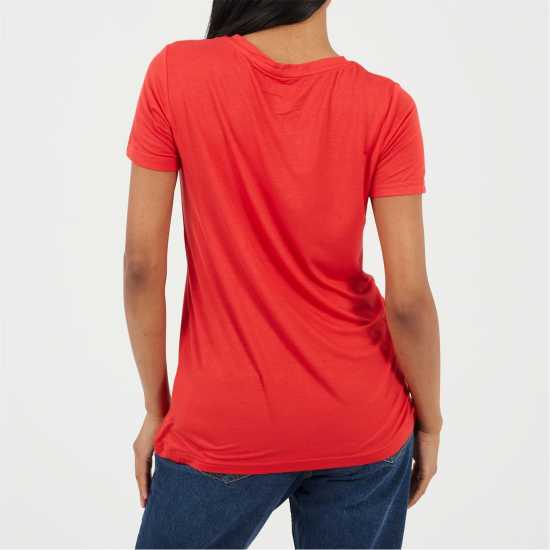 Brave Soul Bs Womens Tie Detail Eyelet Neck T-Shirt True Red Brave Soul Bs Womens Tie Detail Eyelet Neck T-Shirt True Red