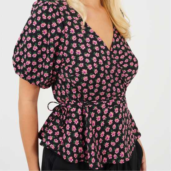 Brave Soul Wrap Top Ld99 Black/Pink Brave Soul Wrap Top Ld99 Black/Pink