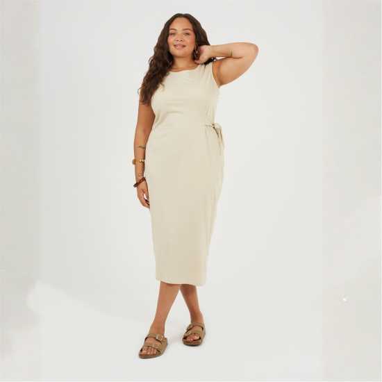 Brave Soul Plus Size Vest Midi Dress with Tie Detail Stone Brave Soul Plus Size Vest Midi Dress with Tie Detail Stone