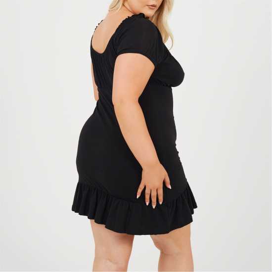 Brave Soul Plus Size Milk Maid Dress with Puff Sleeve Black Brave Soul Plus Size Milk Maid Dress with Puff Sleeve Black