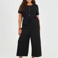 Brave Soul Bs Plus Size Utility Style Jumpsuit With Drawcord Waist Black 