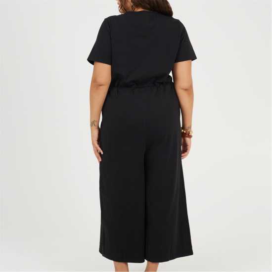 Brave Soul Bs Plus Size Utility Style Jumpsuit With Drawcord Waist Black 
