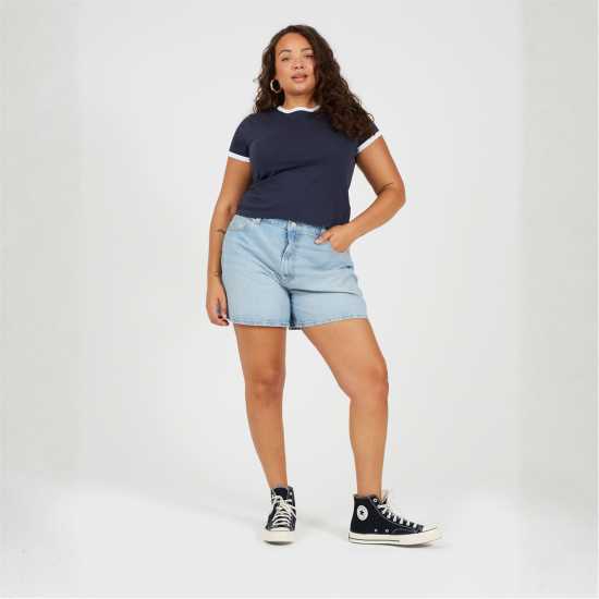 Brave Soul Bs Plus Size Short Sleeve T-Shit With Contrast Neck And Sleeve Rib Navy/White Brave Soul Bs Plus Size Short Sleeve T-Shit With Contrast Neck And Sleeve Rib Navy/White