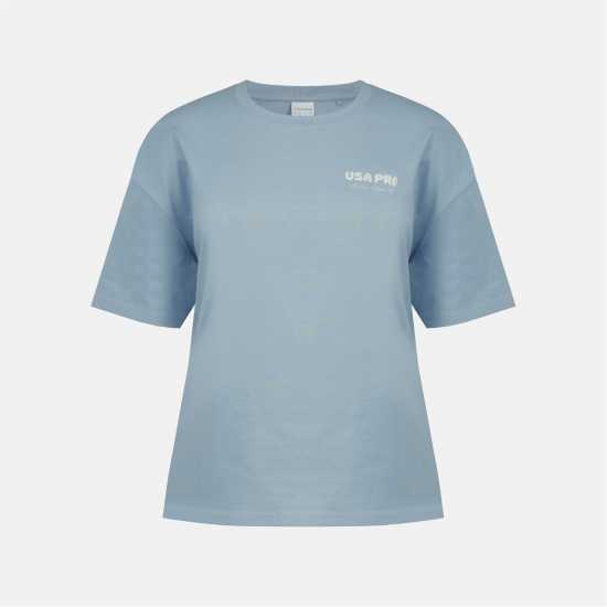Usa Pro Women's Graphic Cotton Short Sleeve Oversized T-Shirt Brunera Blue Usa Pro Women's Graphic Cotton Short Sleeve Oversized T-Shirt Brunera Blue