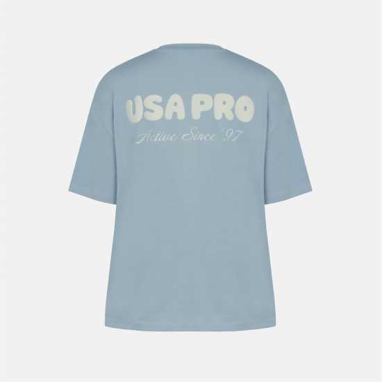 Usa Pro Women's Graphic Cotton Short Sleeve Oversized T-Shirt Brunera Blue Usa Pro Women's Graphic Cotton Short Sleeve Oversized T-Shirt Brunera Blue