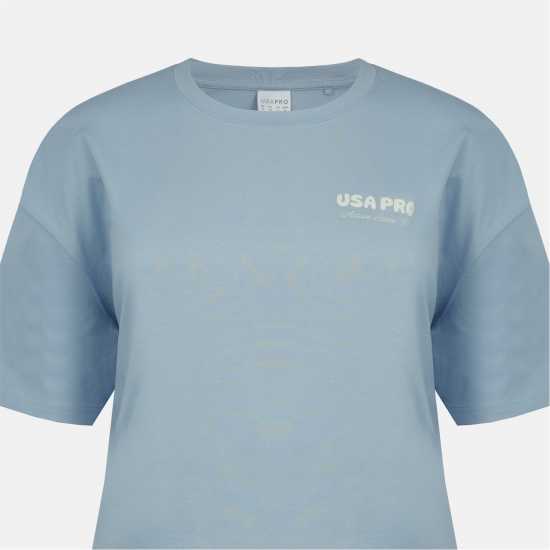 Usa Pro Women's Graphic Cotton Short Sleeve Oversized T-Shirt Brunera Blue Usa Pro Women's Graphic Cotton Short Sleeve Oversized T-Shirt Brunera Blue